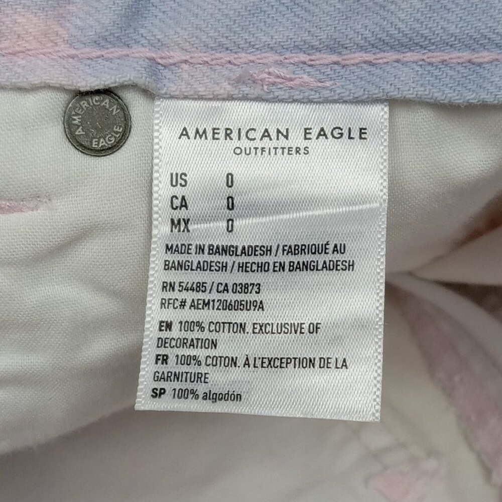 American Eagle Mom Short Pastel Tie Dye Color Denim Size 0 - Picture 8 of 8